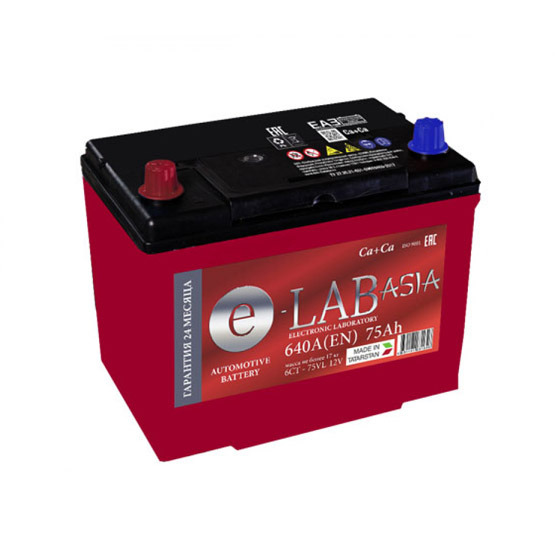 E-Lab Asia 6CT-75D26R 75 A/h 640 A L+ 260x175x200(220) мм - 1