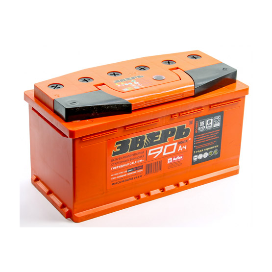 Зверь 6СТ-90 АЗУ R 90 A/h 900 A R+ 353x175x190 мм - 1