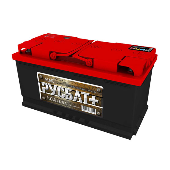 АКОМ РУСБАТ+ 100 A/h 830 А L+ 353x175x190 мм - 1