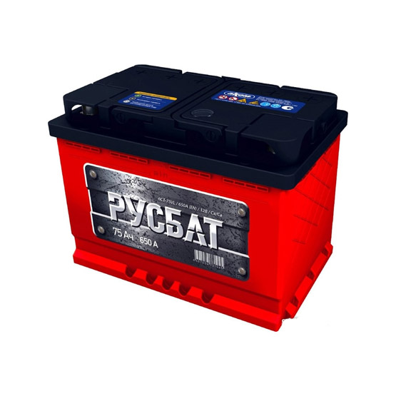 РУСБАТ 75 A/h 650 A R+ 6СТ-75 Евро 278x175x190 мм - 1