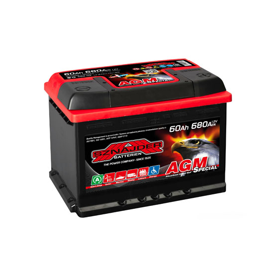 Sznajder Special AGM 60 A/h 680 А R+ 242x175x190 мм - 1