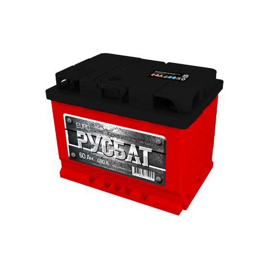 РУСБАТ 60 A/h 480 A R+ 6СТ-60 Евро 242x175x190 мм - 1
