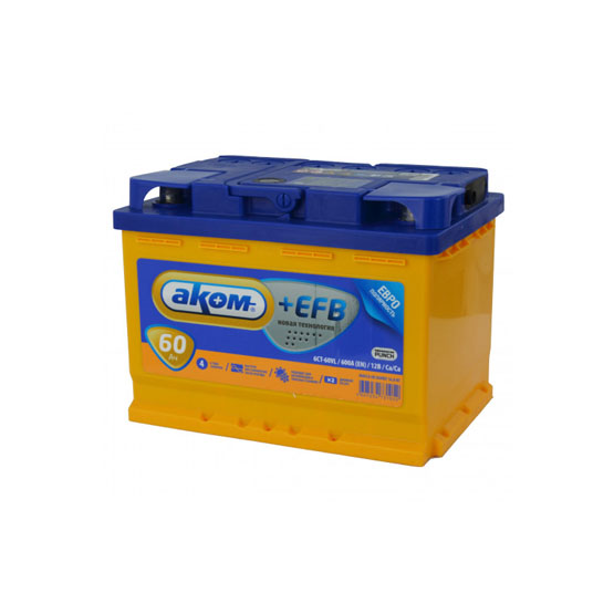 AKOM +EFB 60 A/h 600 А L+ 6CT-60 Рус. 242x175x190 мм - 1