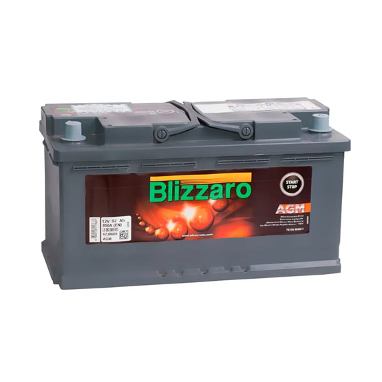 Blizzaro AGM Start&Stop 92 A/h 850 А R+ 353x175x190 мм - 1