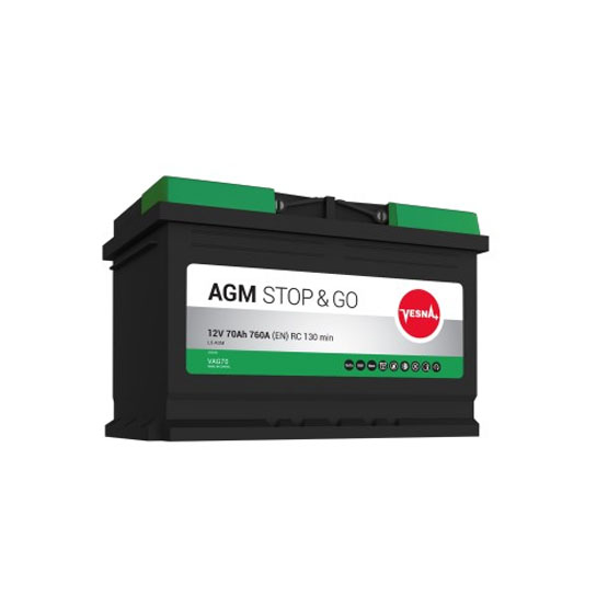 Vesna AGM STOP&GO 213070 70 A/h 760 А R+ 278x175x190 мм - 1