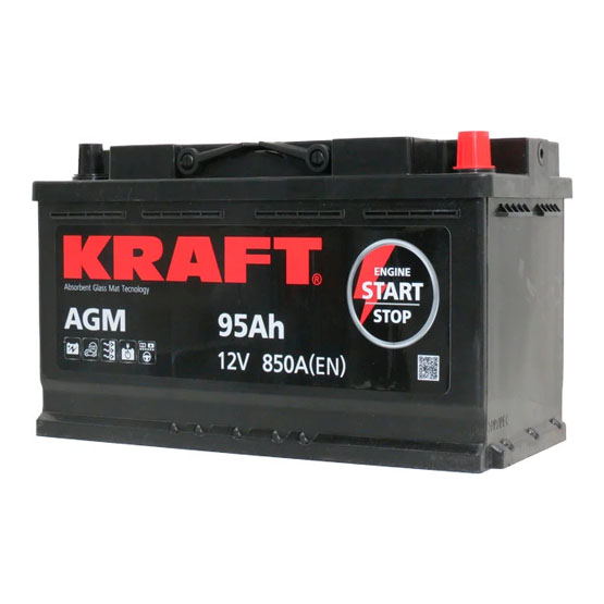 Kraft AGM Start&Stop 95 A/h 850 А R+ 353x175x190 мм - 1