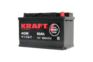 Kraft AGM Start&Stop 80 A/h 800 A R+ 315x175x190 мм