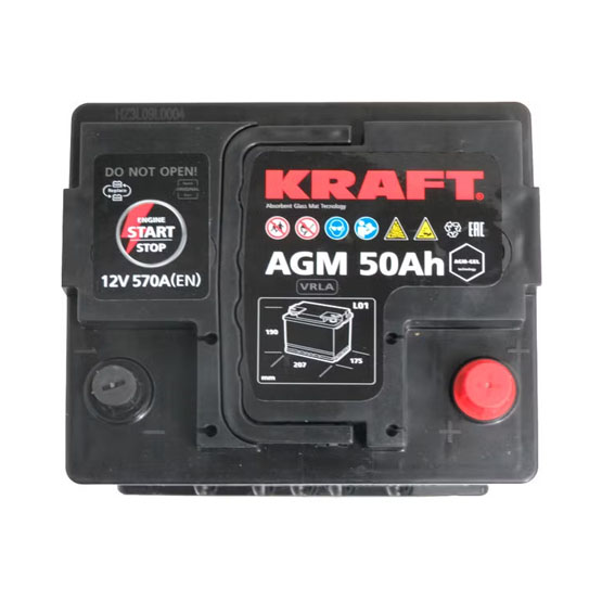 Kraft AGM Start&Stop 50 A/h 570 A R+ 207x175x190 мм - 2