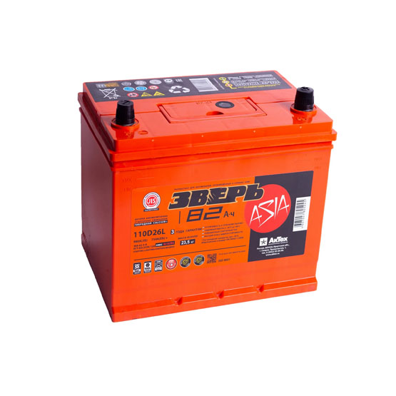 Зверь 105D26L 82 A/h 750 A R+ 260x175x225 мм - 1