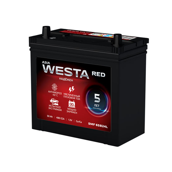Westa Red Asia 50 A/h 480 A R+ 238x128x220 mm - 1