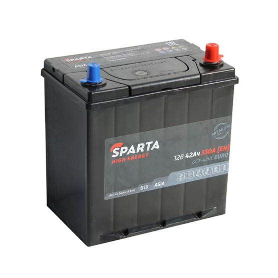 Sparta High Energy Asia 42 A/h 330 A R+ 196x127x200 мм - 1