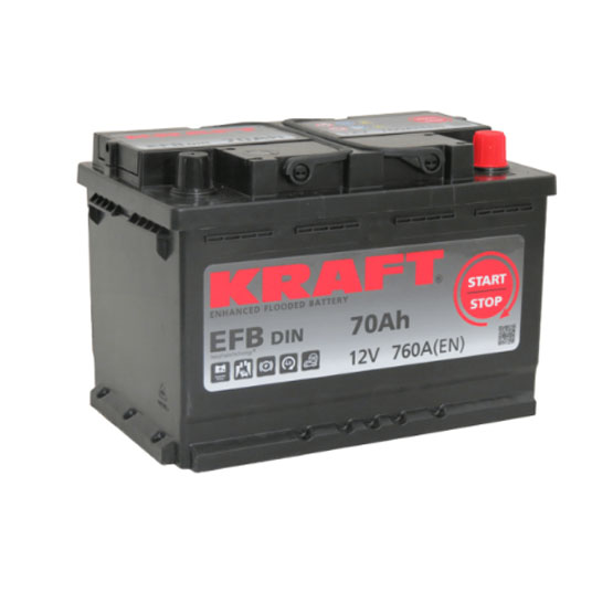 Kraft EFB Start&Stop 70 A/h 760 А R+ 278x175x190 мм - 1