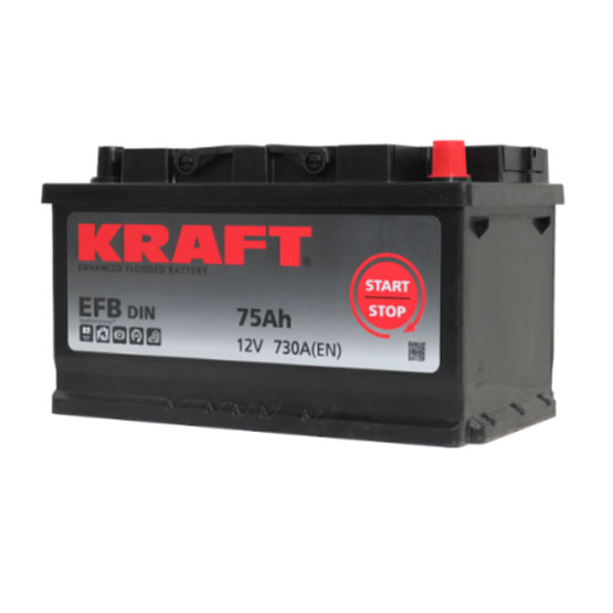 Kraft EFB 75 R 75 A/h 730 A R+ низкий 315х175х175 мм - 1