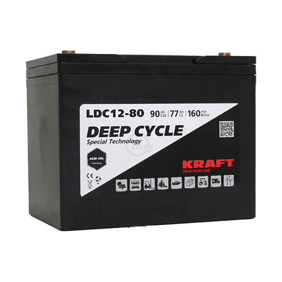 Аккумулятор Kraft 12V-90 Ah (C20) L (12В/90 А·ч) - 1