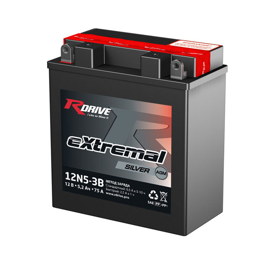 RDrive eXtremal Silver 12N5-3B 5 A/h 75 A R+ 120x60x130 мм - 1