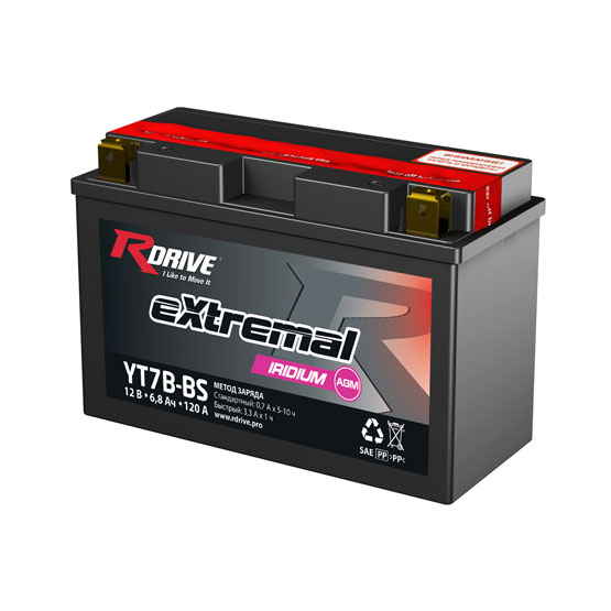 RDrive eXtremal Iridium YT7B-BS 6.5 A/h 120 A L+ 150x65x93 мм - 1