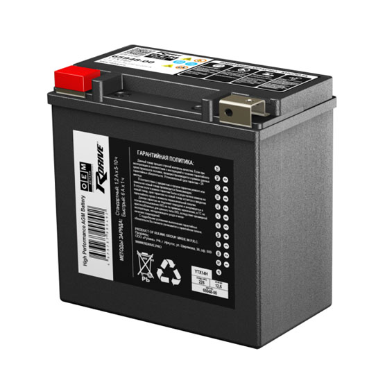 RDrive OEM YTX14H 12 A/h 225 A L+ 65948-00 Harley Davidson 150x87x148 мм - 1