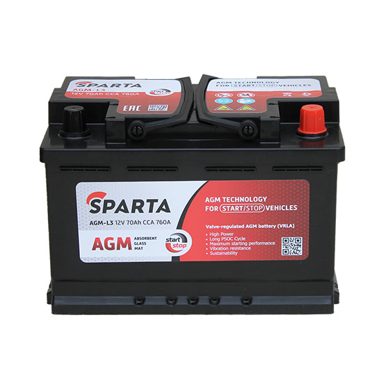 Sparta AGM L-3 70 A/h 760 А R+ 275х175х190 мм - 2