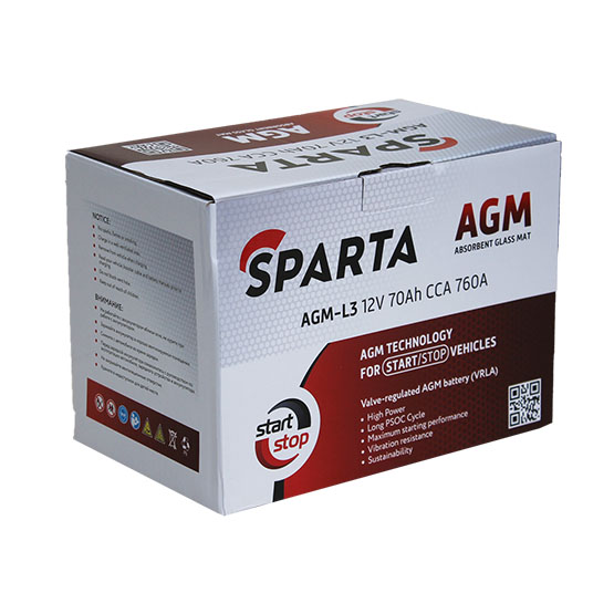 Sparta AGM L-3 70 A/h 760 А R+ 275х175х190 мм - 4