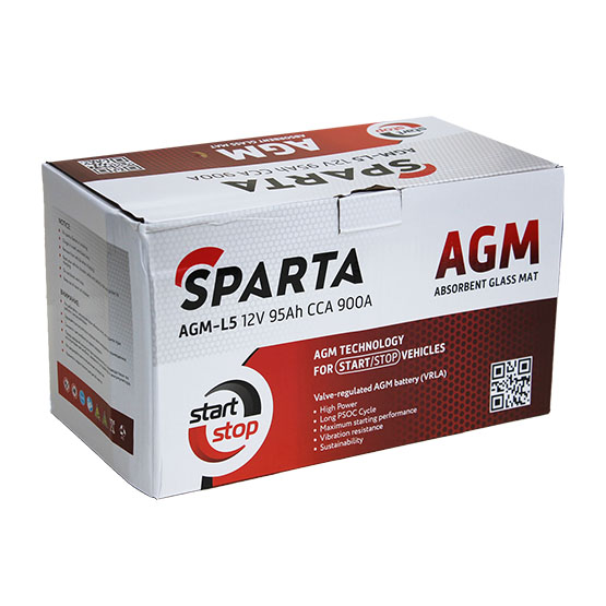 Sparta AGM L-5 95 A/h 900 A R+ 353x175x190 мм - 4