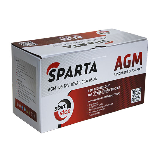 Sparta AGM L-6 105 A/h 950 A R+ 393x175x190 мм - 4