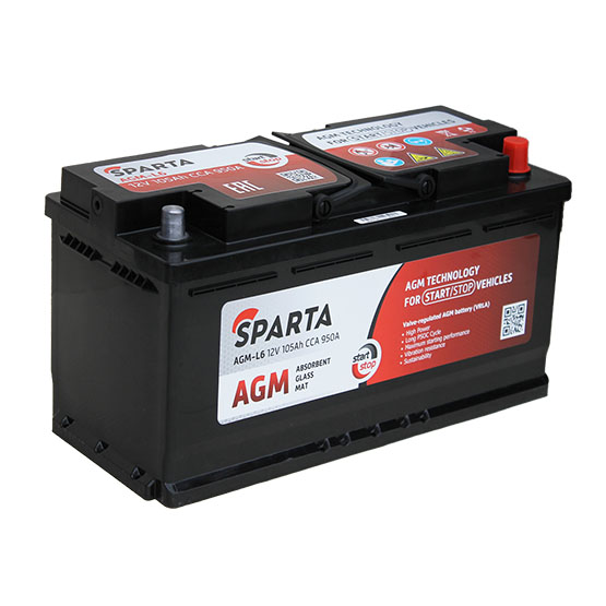 Sparta AGM L-6 105 A/h 950 A R+ 393x175x190 мм - 1