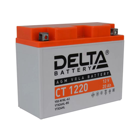 Delta AGM СТ 1220 20 A/h 250 A R+ 205x87x162 мм - 1