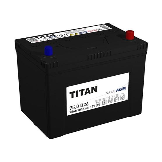 Titan AGM D26 75 A/h 700 A R+ 260x175x220 мм - 1