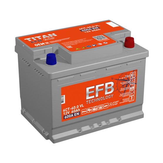 Titan EFB L2 60 A/h 600 A R+ 242x175x190 mm - 1