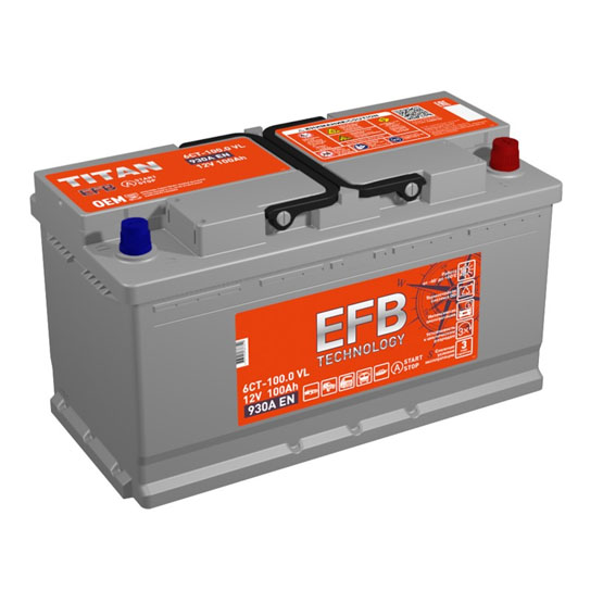 Titan EFB L5 100 A/h 930 A R+ 354x175x190 мм - 1