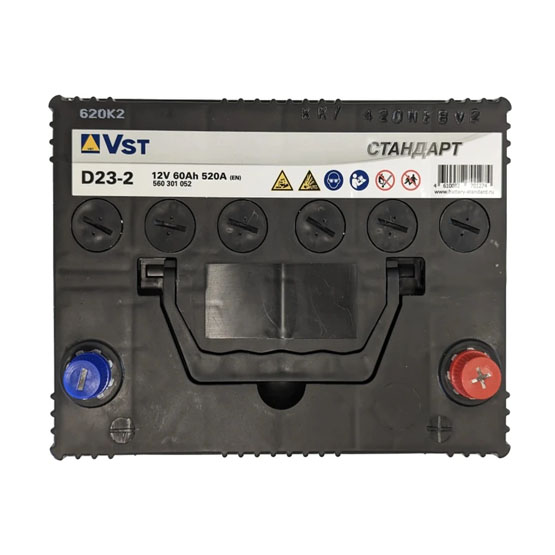 VST Стандарт D23-2 60 A/h 520 A JR+ 230x175x220 мм - 2