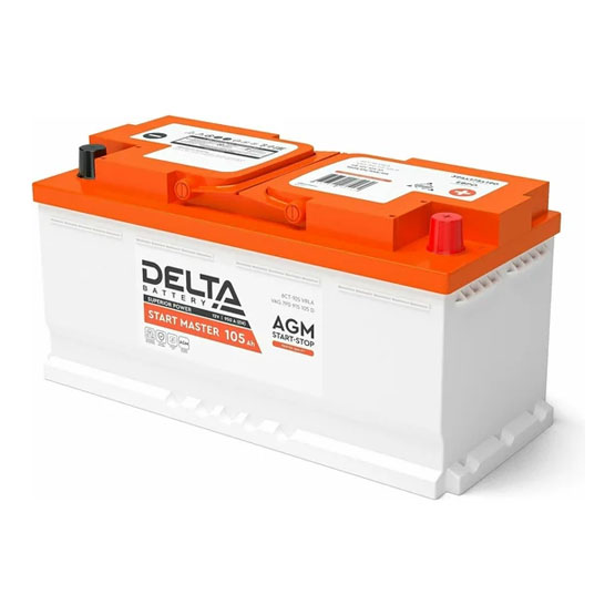 Delta Start Master AGM 105 A/h 950 A R+ 393x175x190 мм - 1