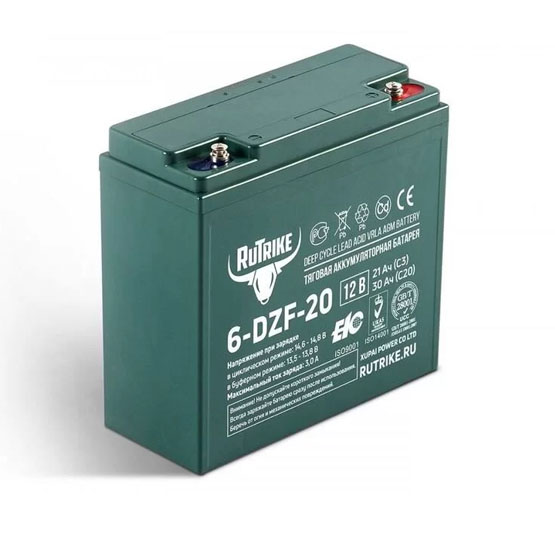 Аккумулятор RuTrike 6-DZF-20 (12В/20 А·ч) - 1