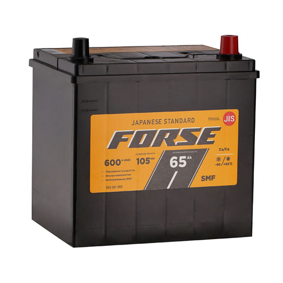 Forse Asia 75D23L 65 A/h 600 A R+ 230x173x204 мм - 1