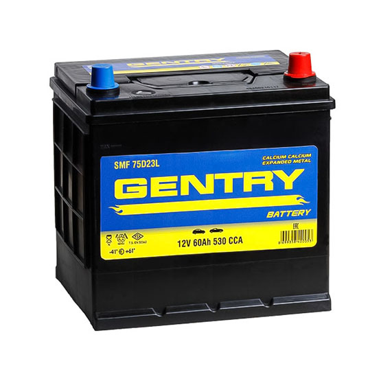 Gentry Asia 60 A/h 530 А R+ (75D23L) 232x173x225 мм - 1
