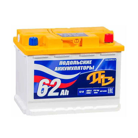 Подольские аккумуляторы 62 A/h 530 A R+ 242x175x190 мм - 1