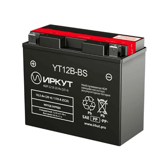 Иркут YT12B-BS 10 A/h 170 А L+ 150x69x130 мм - 1