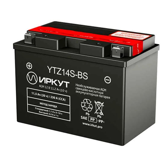 Иркут YTZ14S-BS 11.2 A/h 230 A L+ 150x88x110 мм - 1