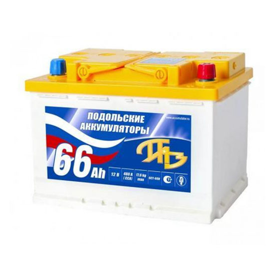Подольские аккумуляторы 66 A/h 560 А R+ 278x175x190 мм - 1