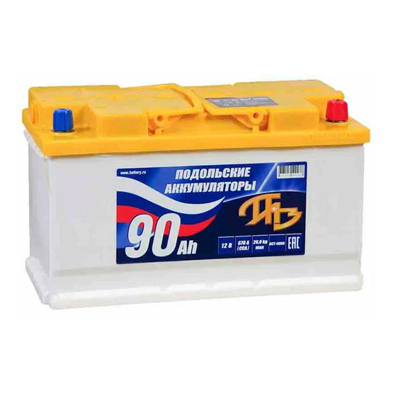 Подольские аккумуляторы 90 A/h 780 А R+ 353x175x190 мм - 1