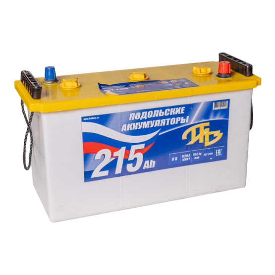 Подольские аккумуляторы 215 A/h 1120 А 6V 3CT-215 425x170x240 мм - 1
