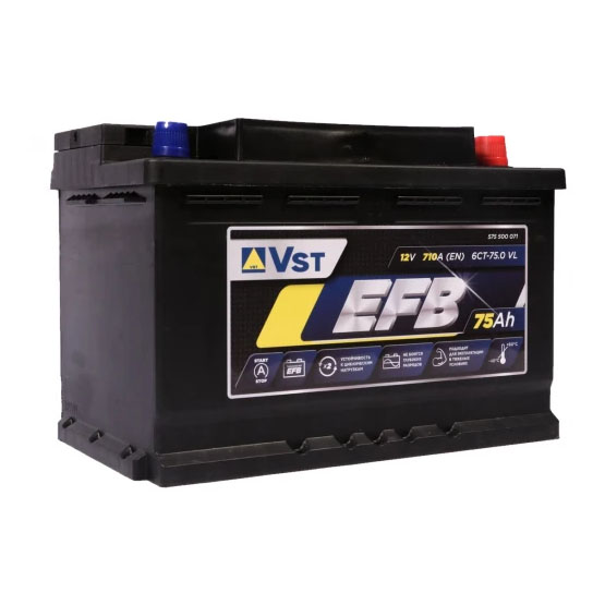 VST EFB 6СТ-75.0 VL 75 A/h 710 A R+ 278x175x190 мм - 1
