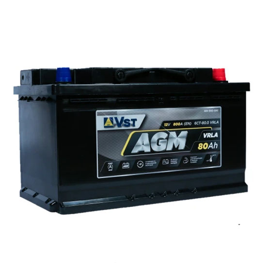 VST AGM 6СТ-80.0 VRLA 80 A/h 800 A R+ 315x175x190 мм - 1