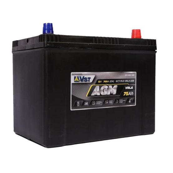 VST AGM 6СТ-75.0 VRLA D26 75 A/h 700 A R+ 260x175x220 мм - 1