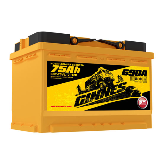 Giness 6СТ-75.0 75 A/H 690 A R+ 278x175x190 мм - 1