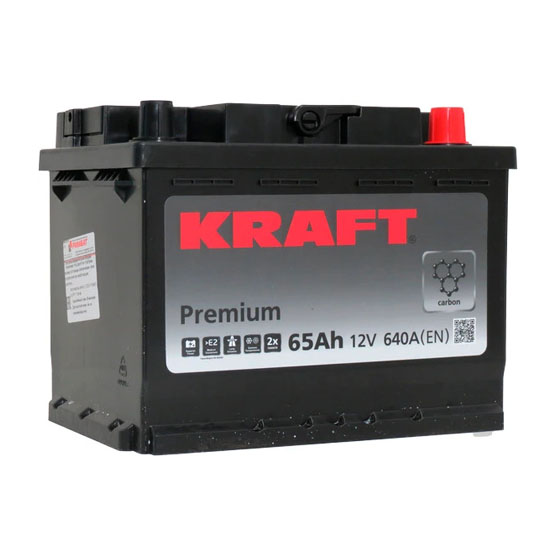 Kraft Premium 65 A/h 640 A R+ 242x175x190 мм - 1