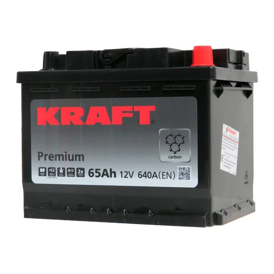 Kraft Premium 65 A/h 640 A R+ 242x175x190 мм - 2