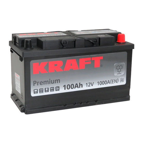 Kraft Premium 100 A/h 1000 A R+ 353x175x190 мм - 1