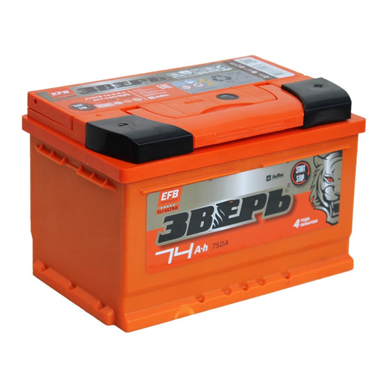 Зверь EFB 6СТ-74 Евро (Низ.) 74 A/h 750 A R+ 278x175x175 mm - 1