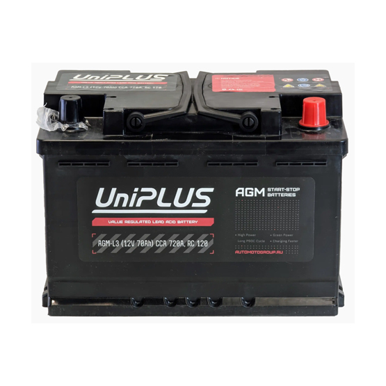 UniPLUS AGM 70 A/h 760 A R+ 278x175x190 мм - 3